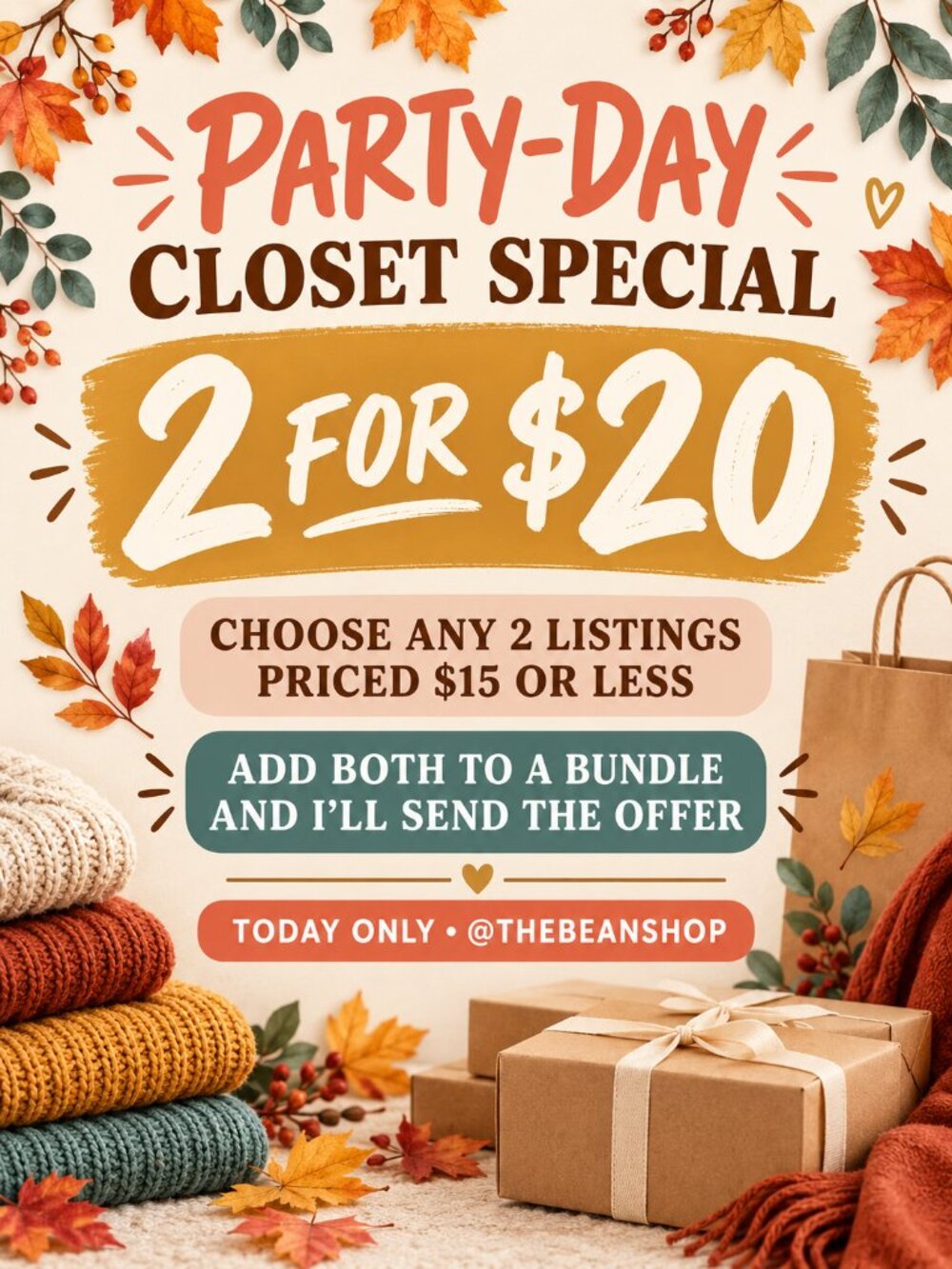 PARTY-DAY CLOSET SPECIAL 🎉